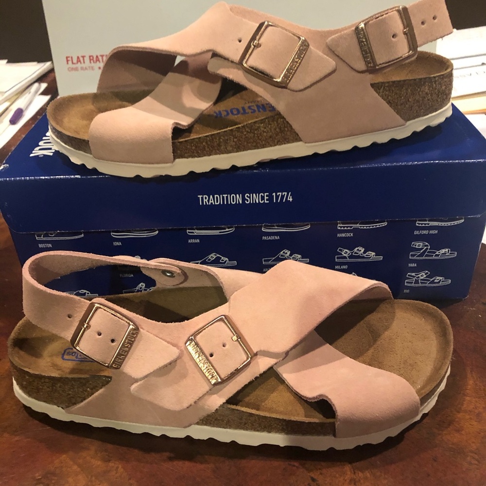 Birkenstock Tulum light rose suede narrow